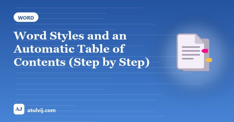 Word Styles and an Automatic Table of Contents (Step by Step)