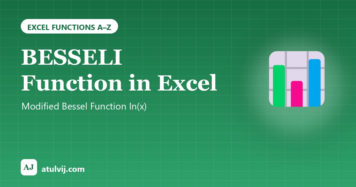 BESSELI Function in Excel: Modified Bessel Function In(x) 1