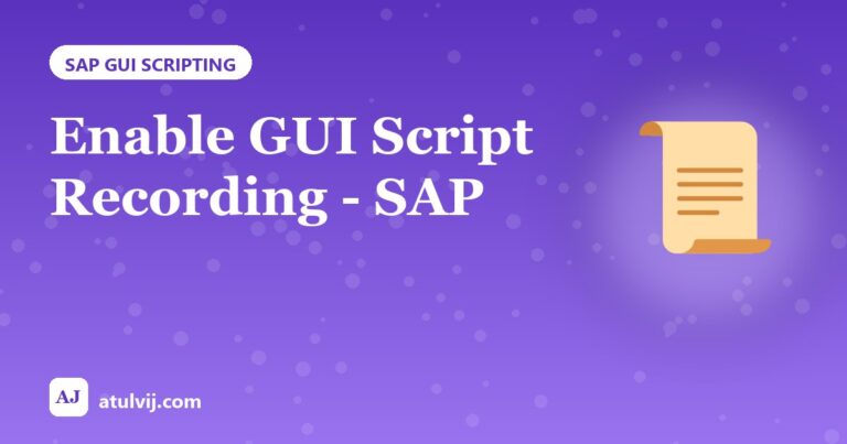 Enable GUI Script Recording - SAP