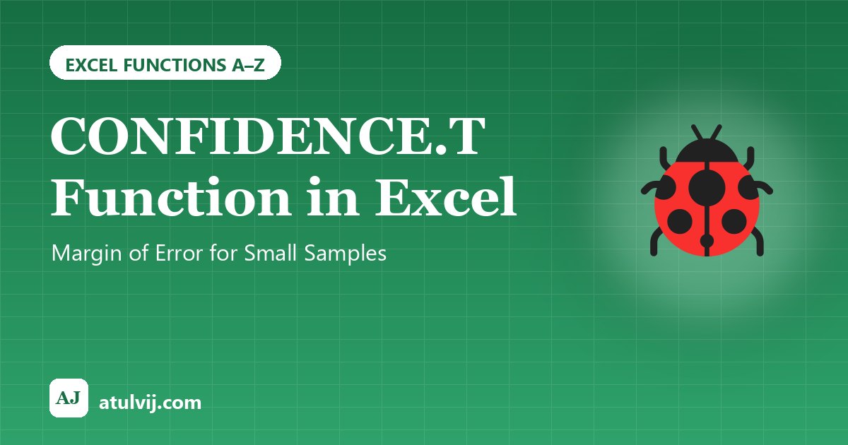 CONFIDENCE.T Function in Excel: Margin of Error for Small Samples 1
