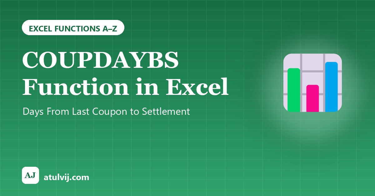 COUPDAYBS Function in Excel: Days From Last Coupon to Settlement 1
