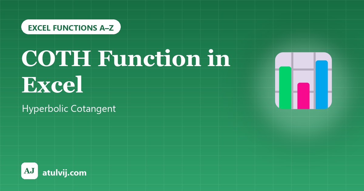 COTH Function in Excel: Hyperbolic Cotangent 1
