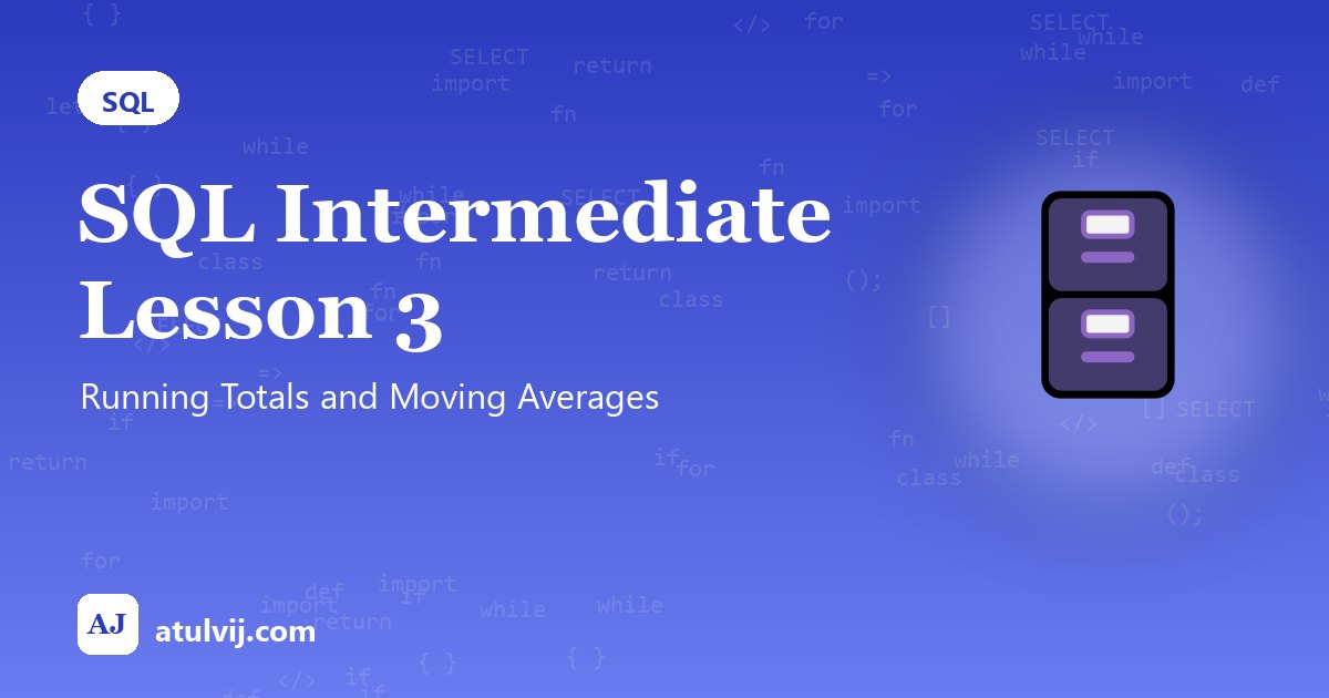 SQL Intermediate Lesson 3: Running Totals and Moving Averages 1