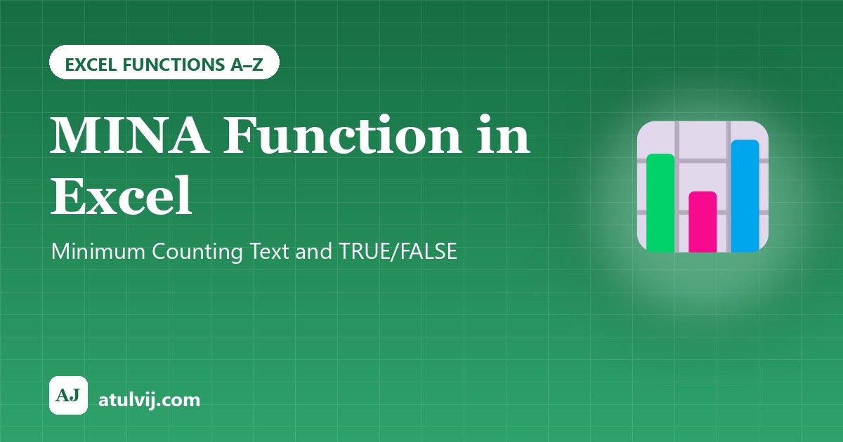 MINA Function in Excel: Minimum Counting Text and TRUE/FALSE 1