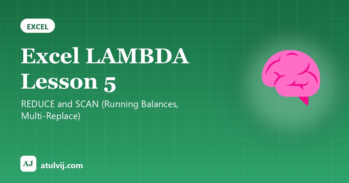Excel LAMBDA Lesson 5: REDUCE and SCAN (Running Balances, Multi-Replace) 1