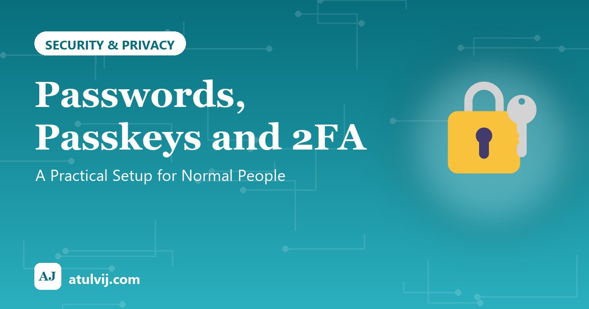 Passwords, Passkeys and 2FA: A Practical Setup for Normal People