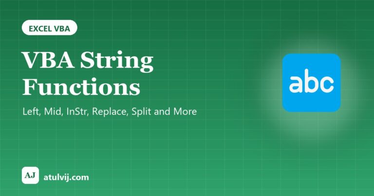 VBA String Functions: Left, Mid, InStr, Replace, Split and More