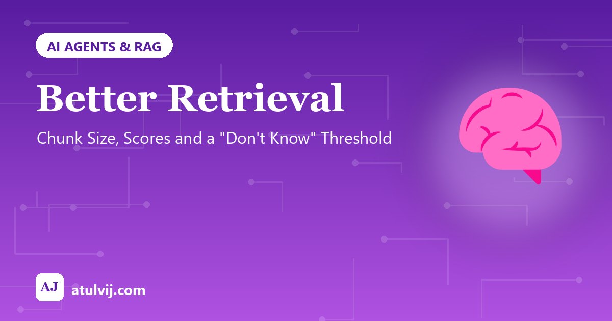 Better Retrieval: Chunk Size, Scores and a "Don't Know" Threshold 1